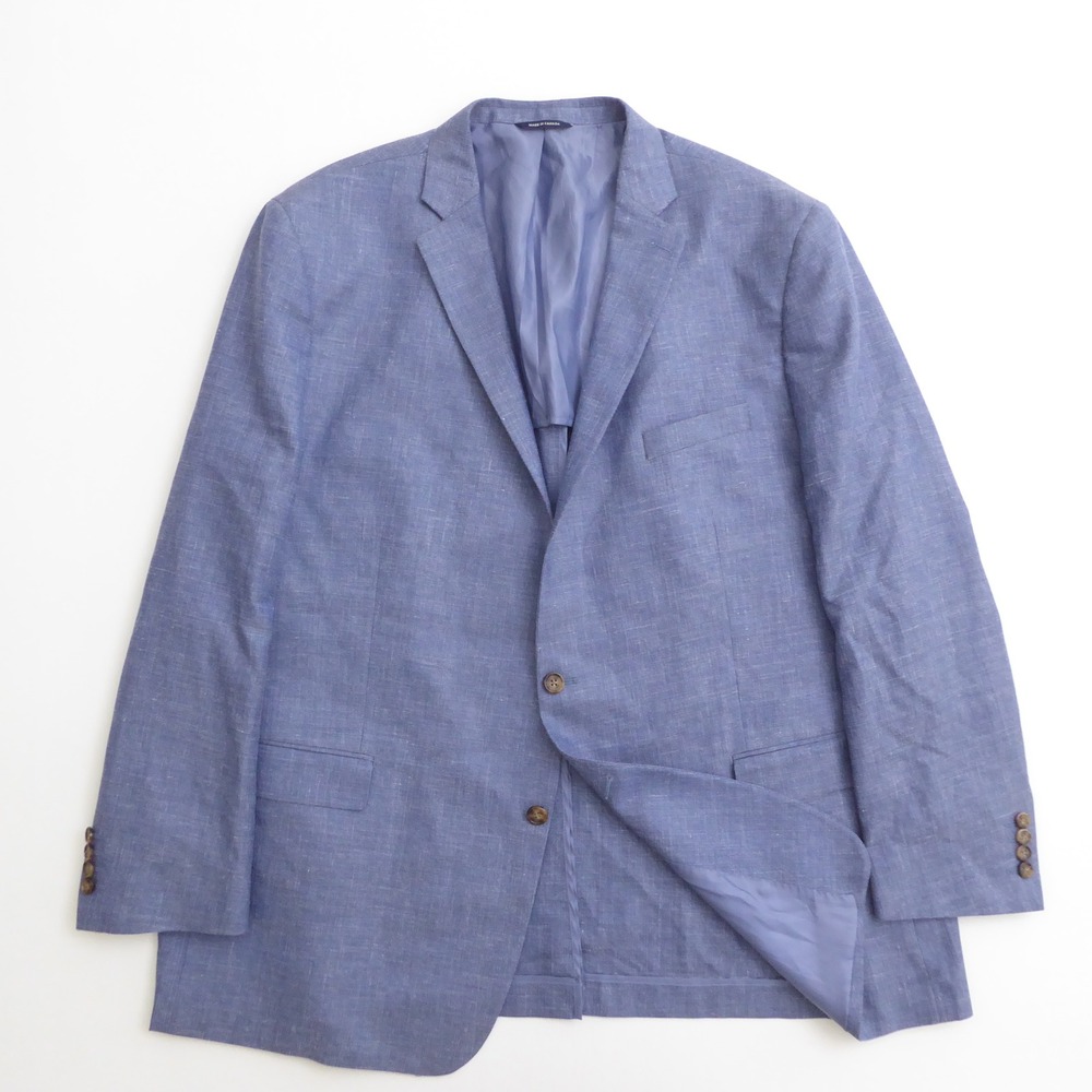 Ralph Lauren Mens Blazer Sport Coat Blue Wool Silk Linen Half Lined 54L
